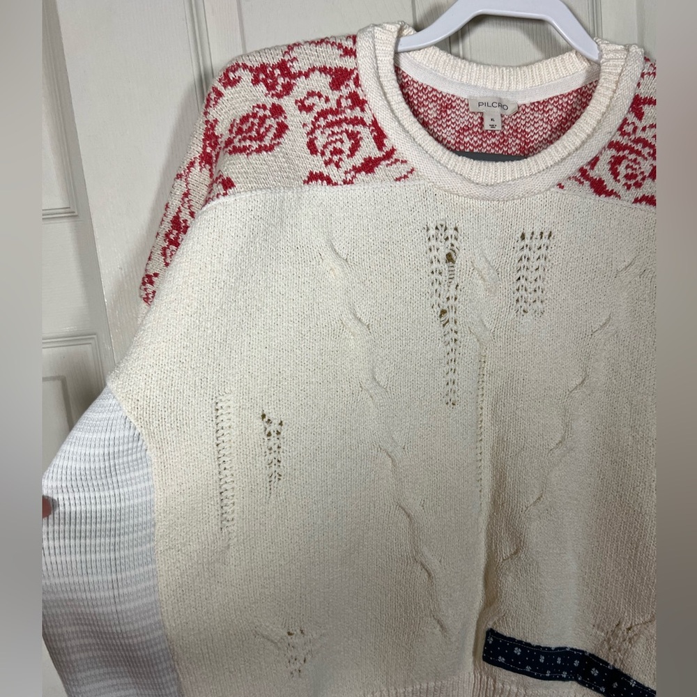 NWOT Anthropologie Pilcro Crew Neck Patch Sweater - Picture 4 of 9